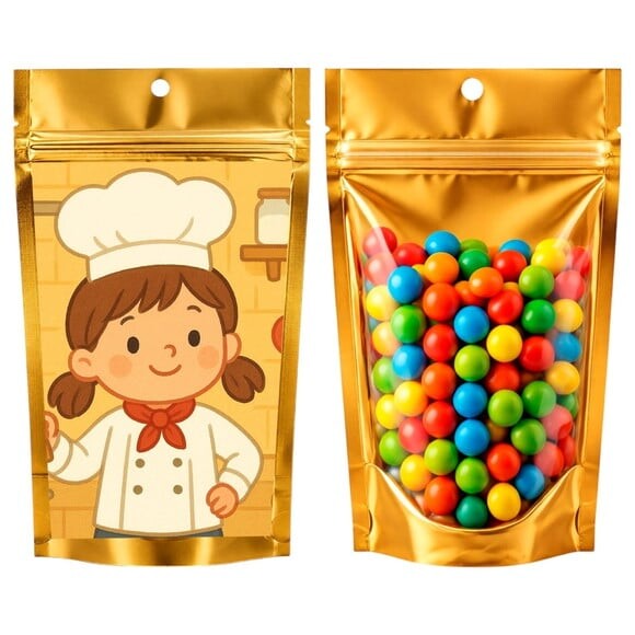 Saco Festa Metalizado Dourado 13x20 Mini Chefe Menina