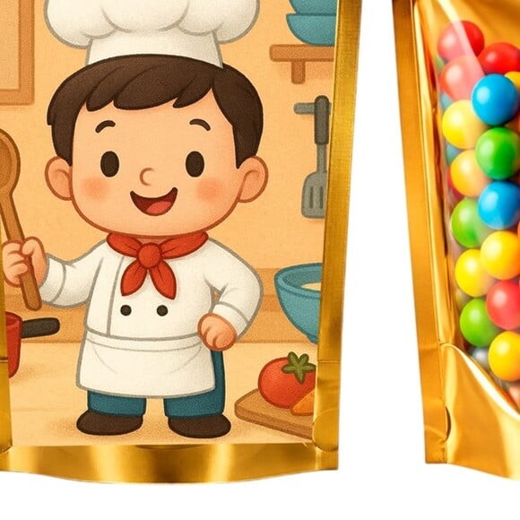 Saco Festa Metalizado Dourado 13x20 Mini Chefe Menino
