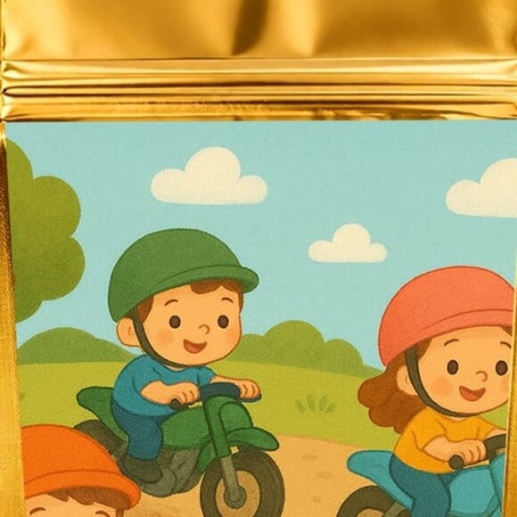 Saco Festa Metalizado Dourado 13x20 Motocicletas Kids
