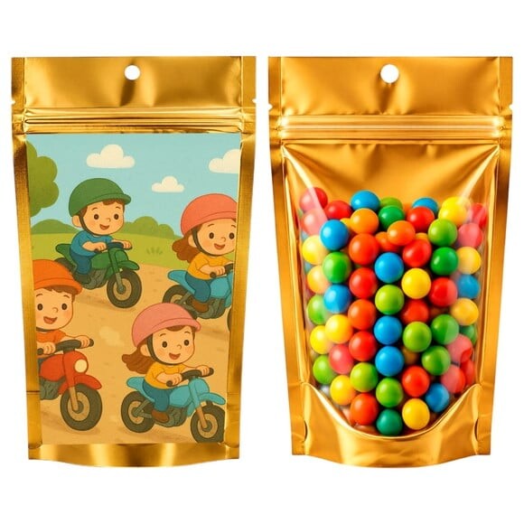 Saco Festa Metalizado Dourado 13x20 Motocicletas Kids