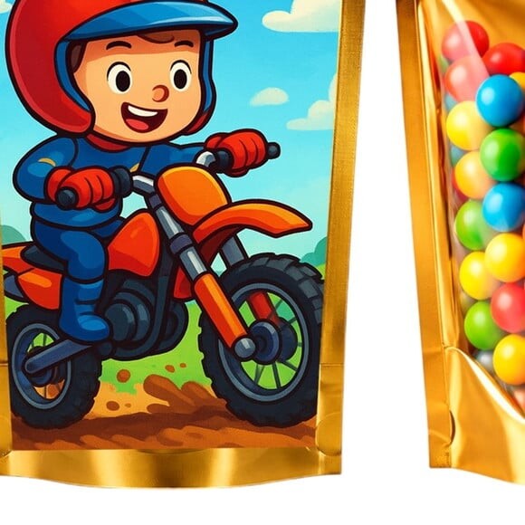 Saco Festa Metalizado Dourado 13x20 Motocross
