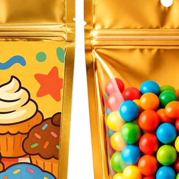 Saco Festa Metalizado Dourado 13x20 Muffins