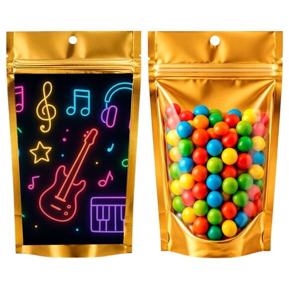Saco Festa Metalizado Dourado 13x20 Neon Musical