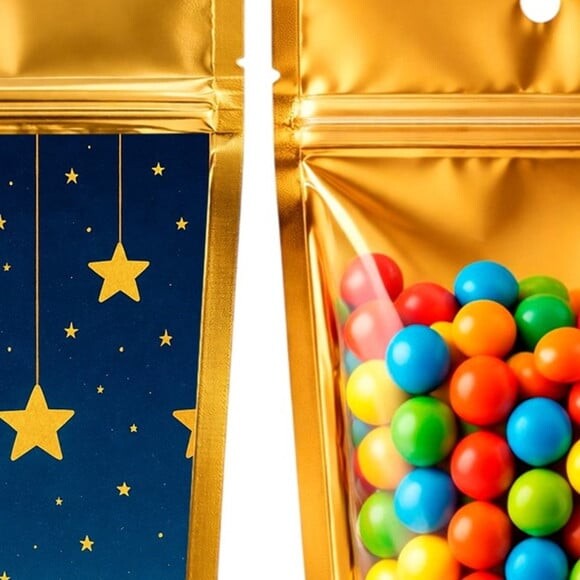 Saco Festa Metalizado Dourado 13x20 Noite das Estrelas