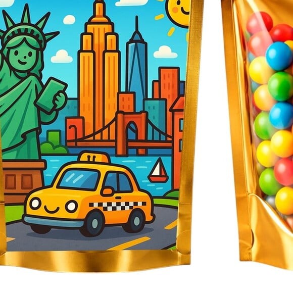 Saco Festa Metalizado Dourado 13x20 Nova York