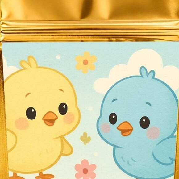 Saco Festa Metalizado Dourado 13x20 Passarinhos Baby