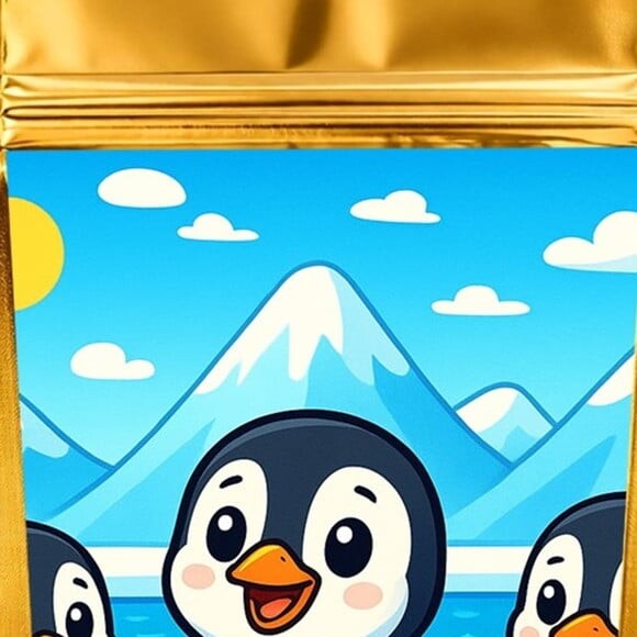 Saco Festa Metalizado Dourado 13x20 Pinguins