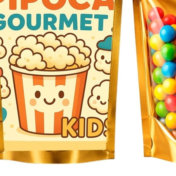 Saco Festa Metalizado Dourado 13x20 Pipoca Gourmet Kids