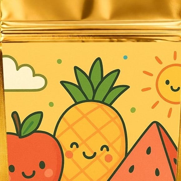 Saco Festa Metalizado Dourado 13x20 Piquenique das Frutas