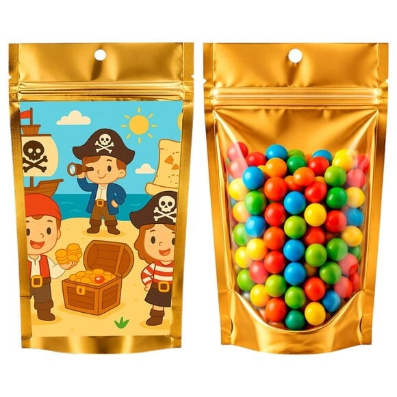 Saco Festa Metalizado Dourado 13x20 Piratas