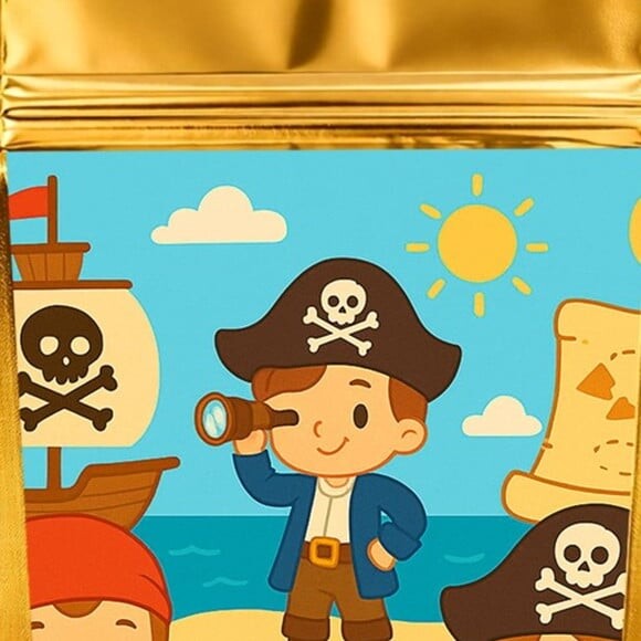 Saco Festa Metalizado Dourado 13x20 Piratas