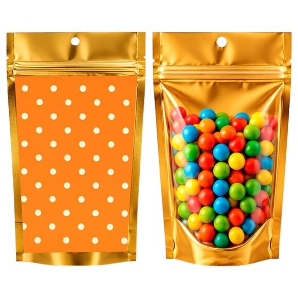 Saco Festa Metalizado Dourado 13x20 Poá Laranja