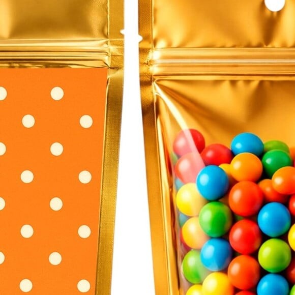 Saco Festa Metalizado Dourado 13x20 Poá Laranja