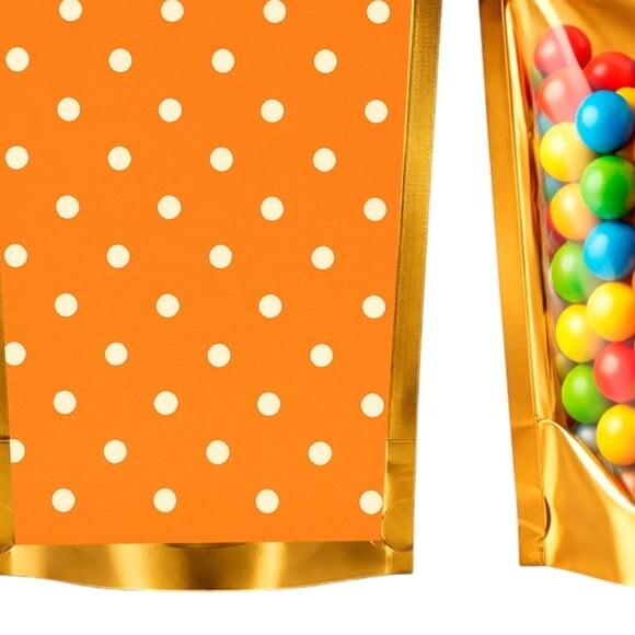 Saco Festa Metalizado Dourado 13x20 Poá Laranja
