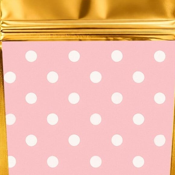 Saco Festa Metalizado Dourado 13x20 Poá Rosa Bebê