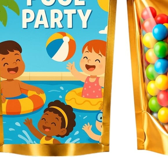 Saco Festa Metalizado Dourado 13x20 Pool Party