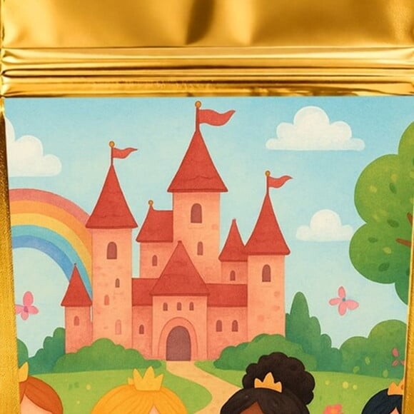 Saco Festa Metalizado Dourado 13x20 Princesas Encantadas