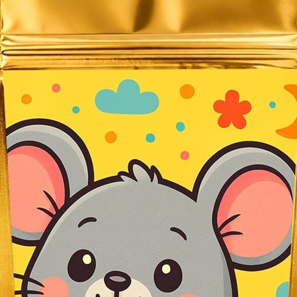 Saco Festa Metalizado Dourado 13x20 Ratinho Fofo