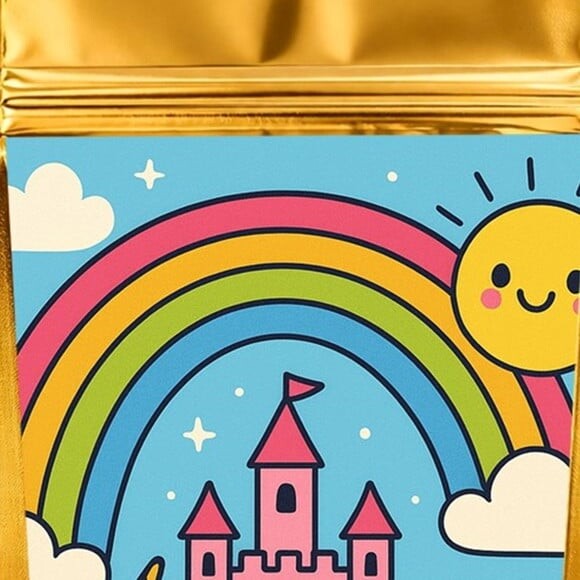 Saco Festa Metalizado Dourado 13x20 Reino do Arco-íris