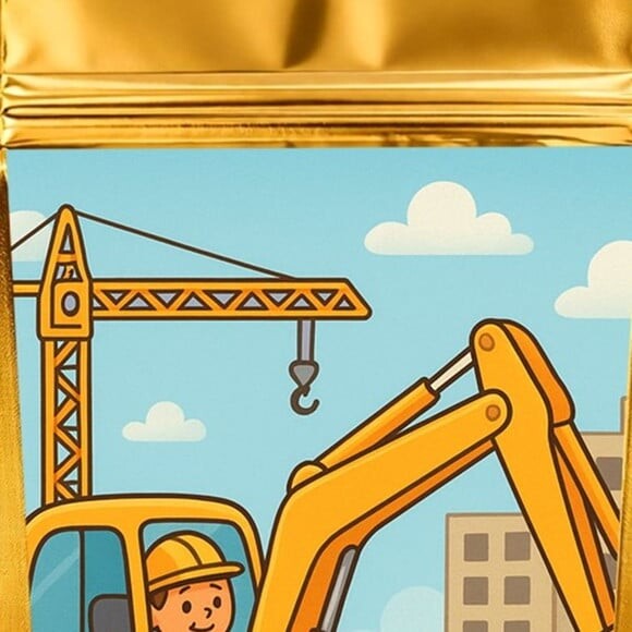 Saco Festa Metalizado Dourado 13x20 Retroescavadeira