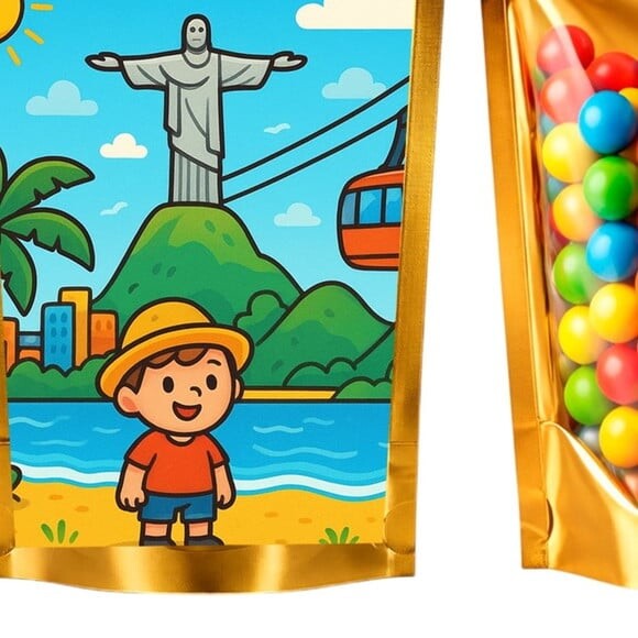 Saco Festa Metalizado Dourado 13x20 Rio de Janeiro