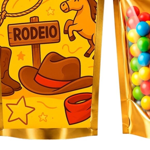 Saco Festa Metalizado Dourado 13x20 Rodeio