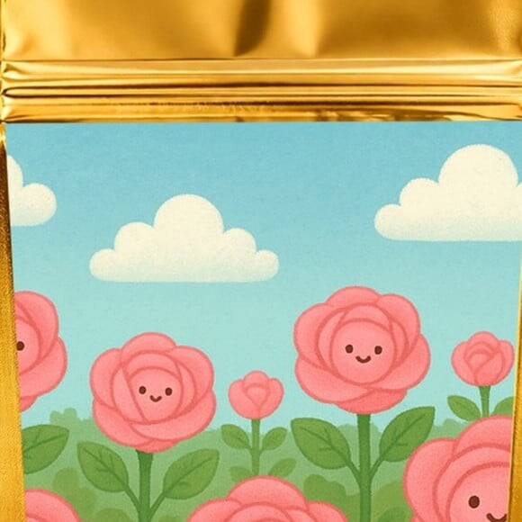 Saco Festa Metalizado Dourado 13x20 Rosas Fofas