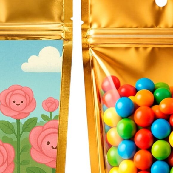 Saco Festa Metalizado Dourado 13x20 Rosas Fofas
