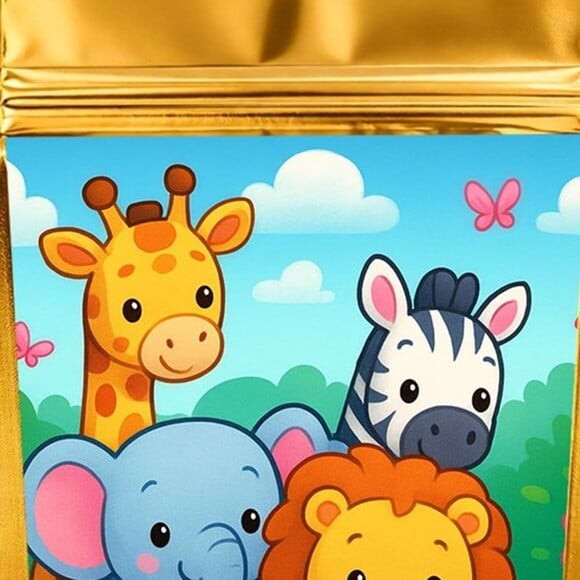 Saco Festa Metalizado Dourado 13x20 Safari Rosa