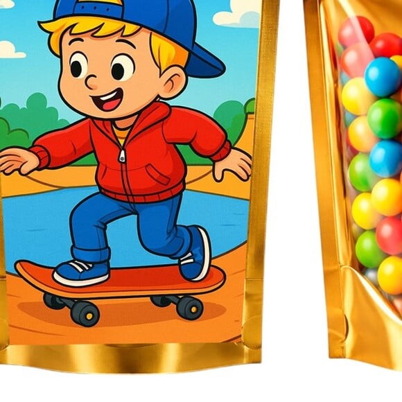 Saco Festa Metalizado Dourado 13x20 Skate Kids