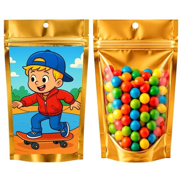 Saco Festa Metalizado Dourado 13x20 Skate Kids