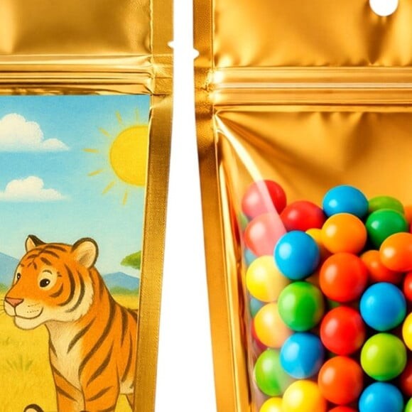 Saco Festa Metalizado Dourado 13x20 Tigres