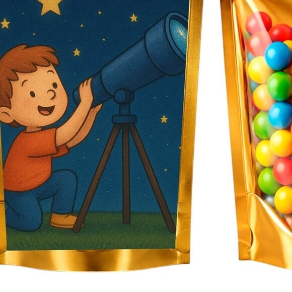 Saco Festa Metalizado Dourado 13x20 Telescópio Kids