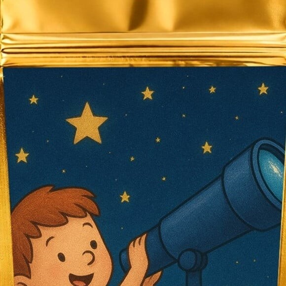 Saco Festa Metalizado Dourado 13x20 Telescópio Kids