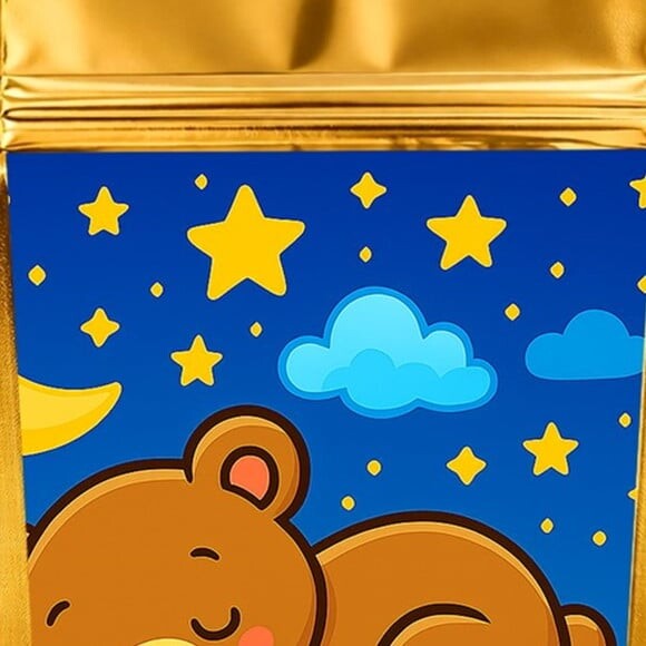 Saco Festa Metalizado Dourado 13x20 Ursinho Soninho