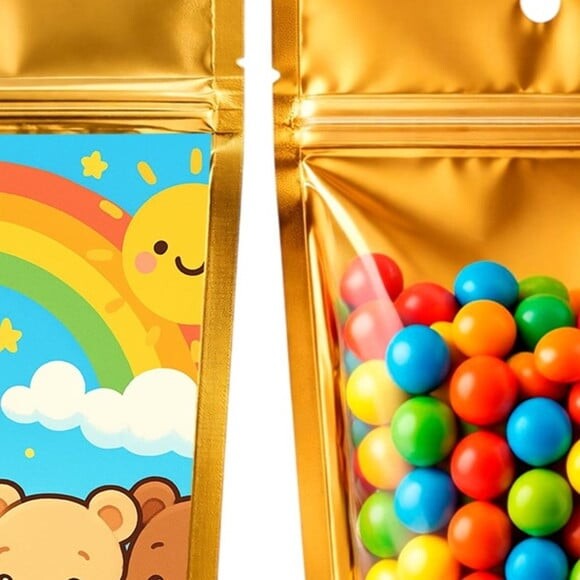 Saco Festa Metalizado Dourado 13x20 Ursinhos Baby