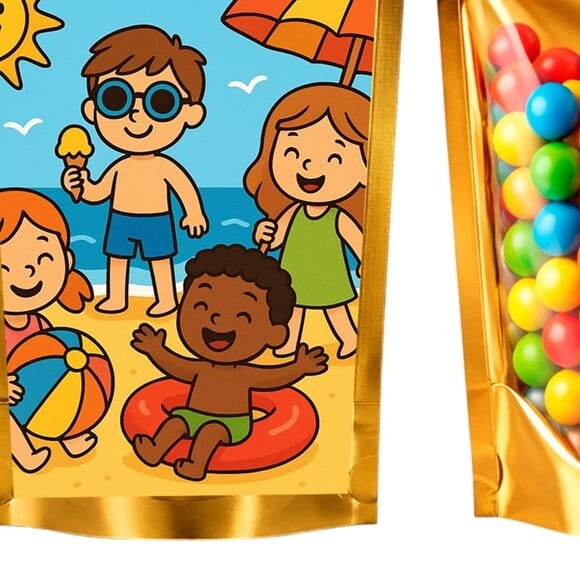 Saco Festa Metalizado Dourado 13x20 Verão Divertido