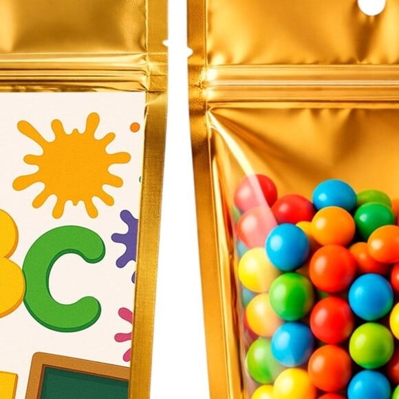 Saco Festa Metalizado Dourado 13x20 Volta às Aulas