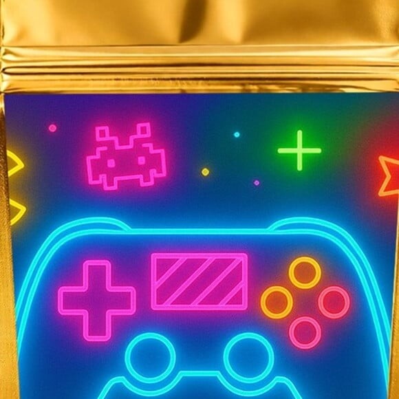 Saco Festa Metalizado Dourado 13x20 Video Game Neon