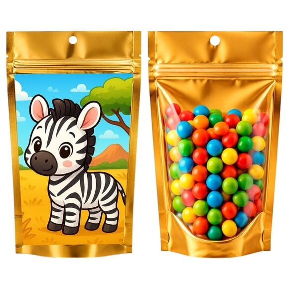 Saco Festa Metalizado Dourado 13x20 Zebra Baby