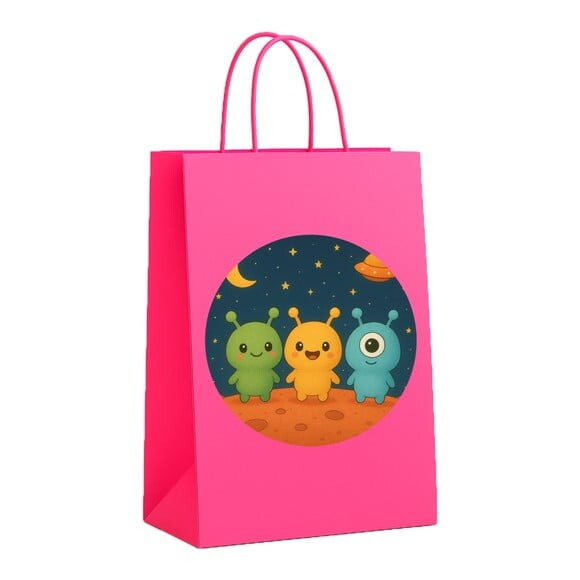 Sacola de Papel Personalizada Infantil Alienígenas Fofos