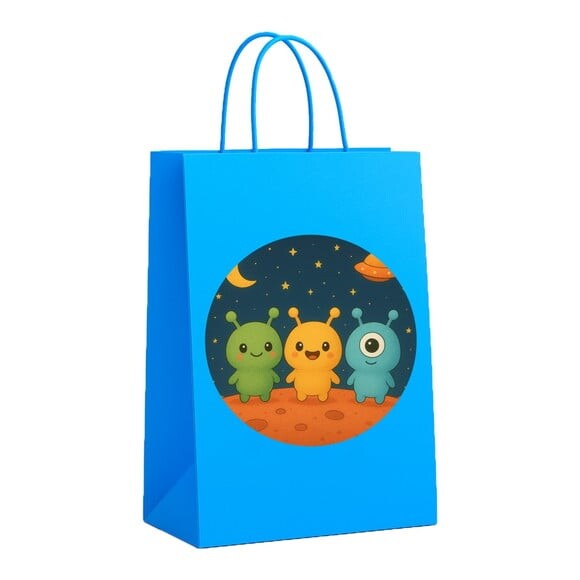 Sacola de Papel Personalizada Infantil Alienígenas Fofos