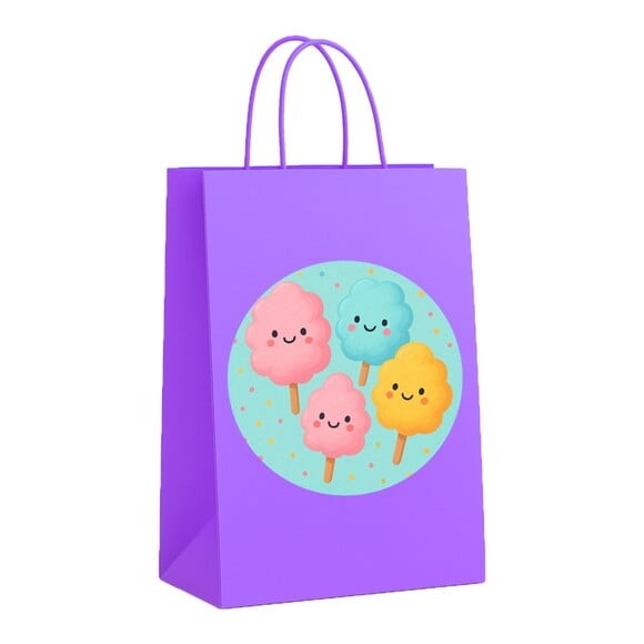 Sacola de Papel Personalizada Infantil Algodão Doce