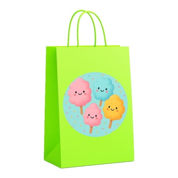Sacola de Papel Personalizada Infantil Algodão Doce