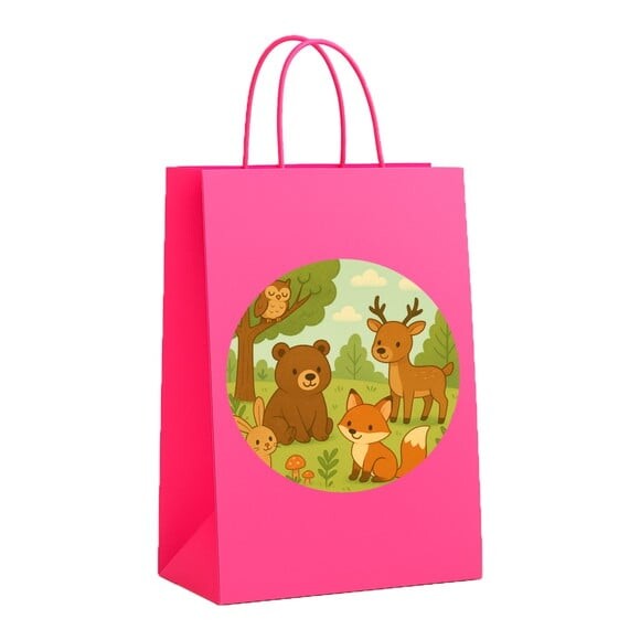 Sacola de Papel Personalizada Infantil Animais da Floresta