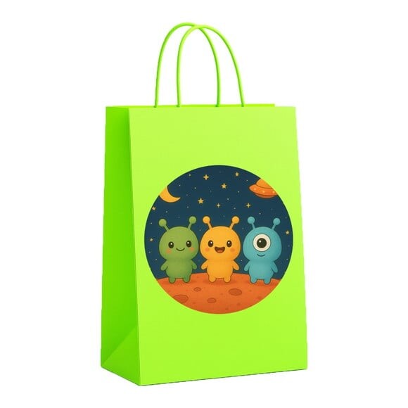 Sacola de Papel Personalizada Infantil Alienígenas Fofos