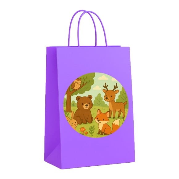 Sacola de Papel Personalizada Infantil Animais da Floresta