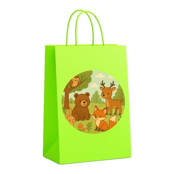 Sacola de Papel Personalizada Infantil Animais da Floresta