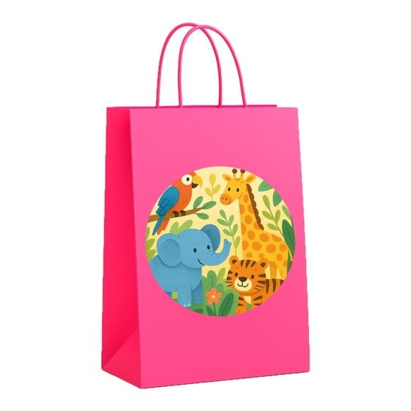 Sacola de Papel Personalizada Infantil Animais Exóticos