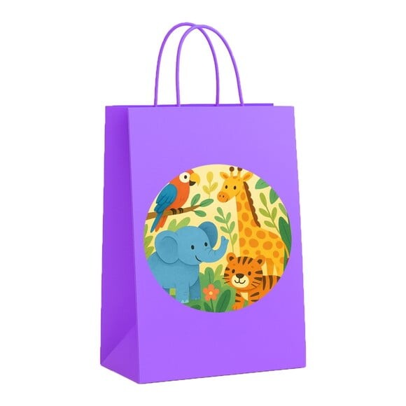 Sacola de Papel Personalizada Infantil Animais Exóticos